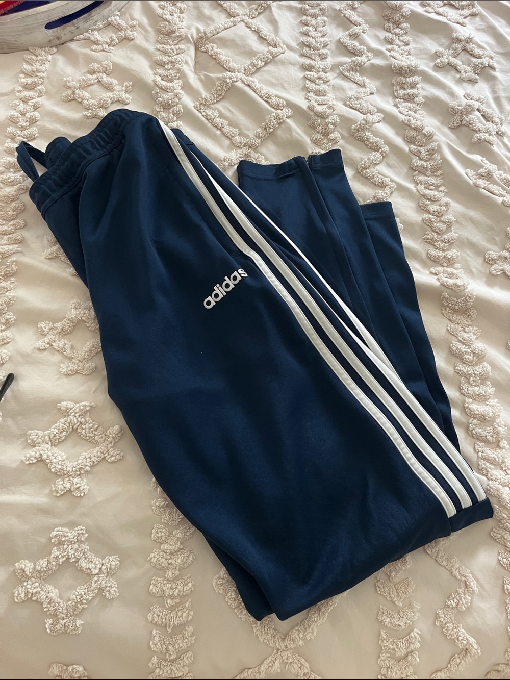 adidas Navy Jogger Sweatpants with White Three Stripes